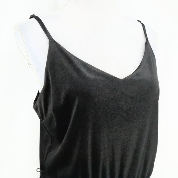 Sanctuary Jumpsuit Womens XL Black Velour Stretch Knit Pockets Strappy New - Picture 7 of 15